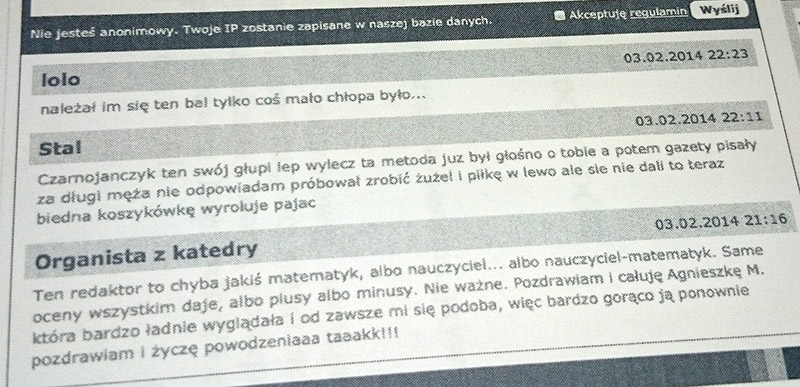 Ktoś hejtował z IP Mirosława Wodniczaka