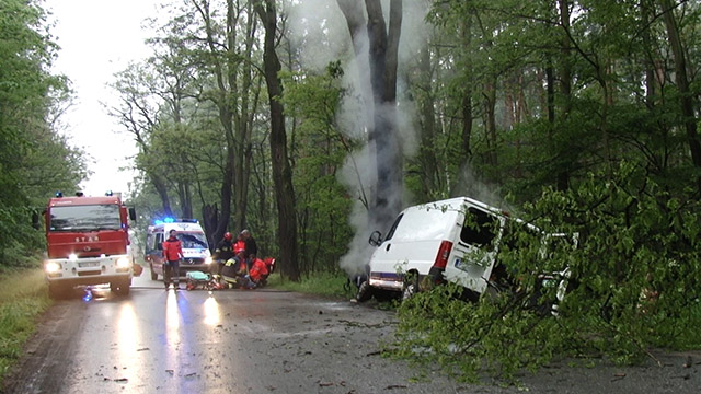 Uratowali kierowcę busa. Prawie spłonął (wideo)