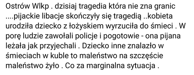 Ostrowianka miała wyrzucić noworodka do śmietnika