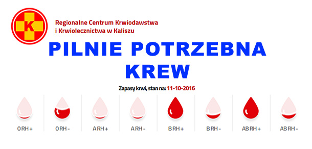 UWAGA! Pilnie potrzebna krew. Krytyczny poziom zapasów