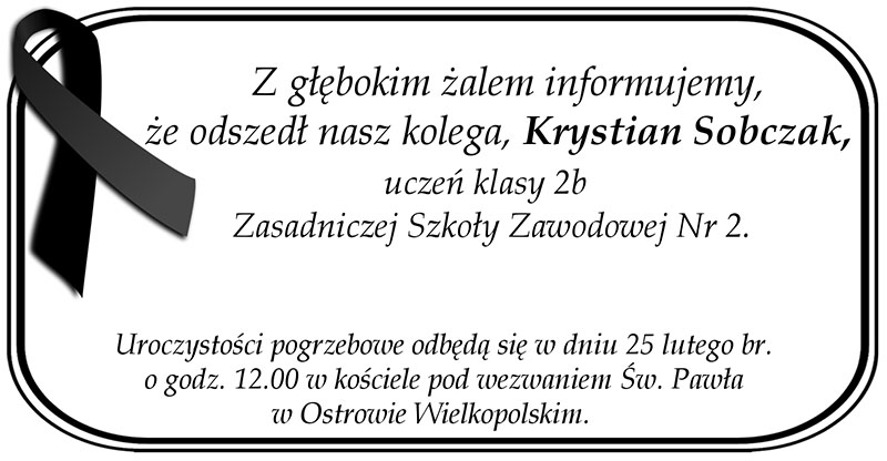 Zmarł uczeń jednej z ostrowskich szkół
