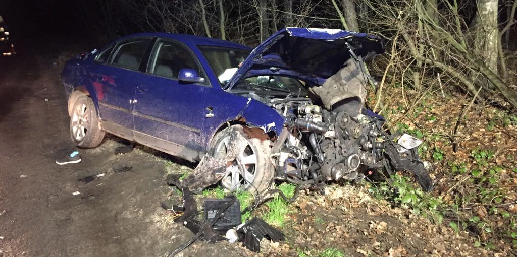 Volkswagen Passat uderzył w drzewo. 4 osoby w szpitalu