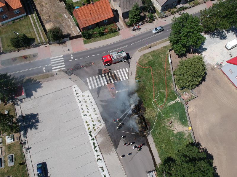 Pożar przyczep w Wysocku Wielkim