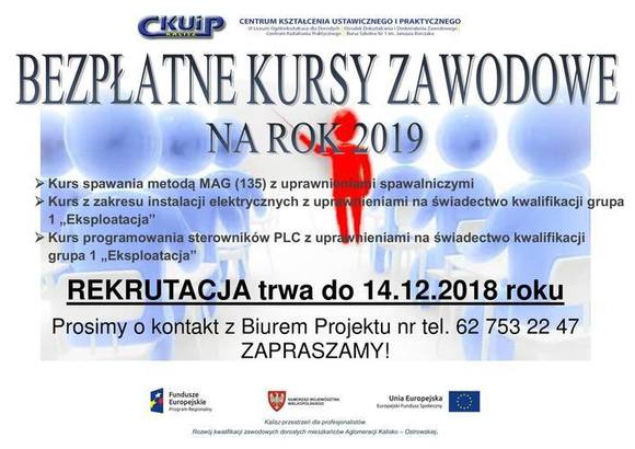 Bezpłatne kursy zawodowe na rok 2019