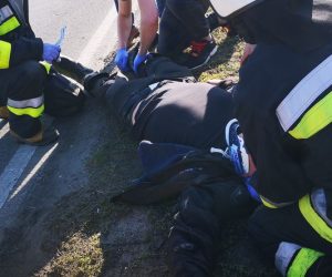 Wypadek Mercedesa i motocyklisty koło „Garcarka”