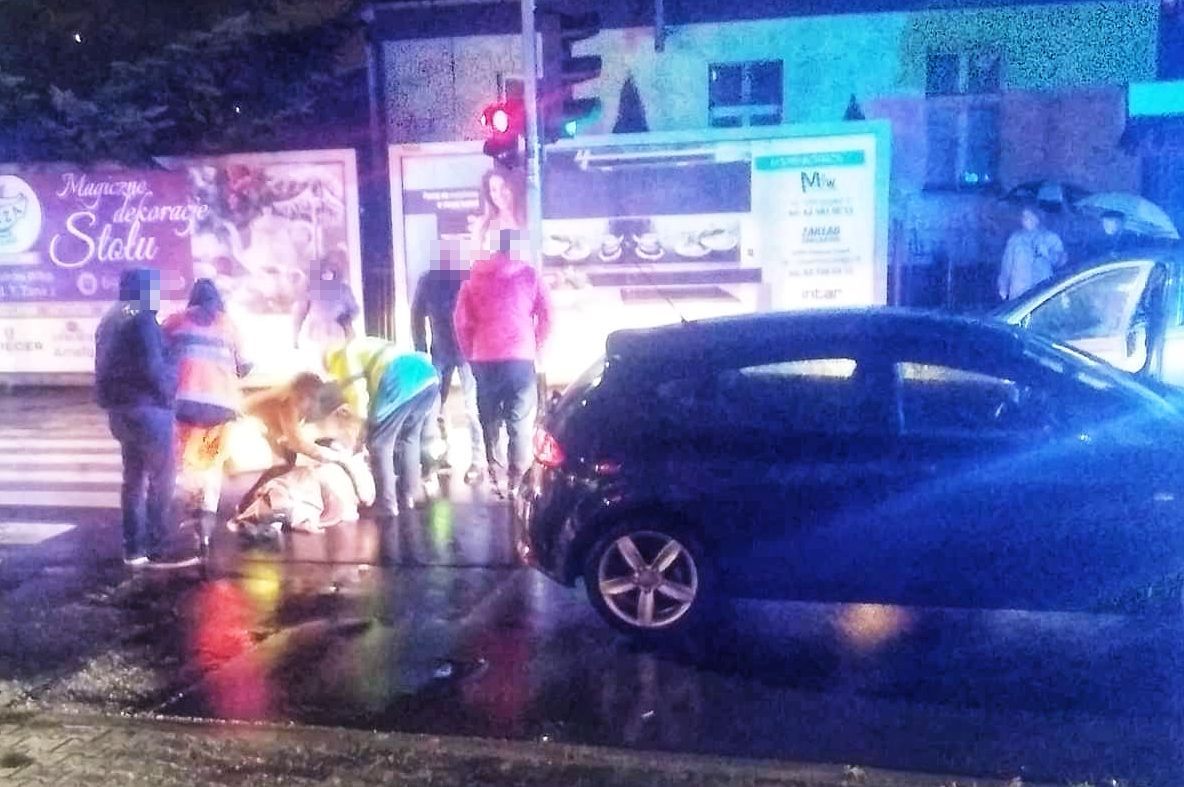 Potrącenie kobiety na Kaliskiej przez Seata