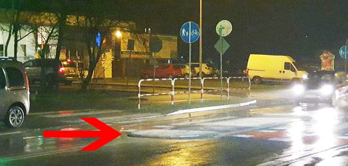 Wysepka widmo na Limanowskiego- uszkodzone opony i felgi