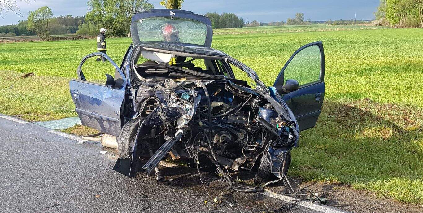 Dwóch nastolatków wjechało Peugeotem w drzewo (aktualizacja)