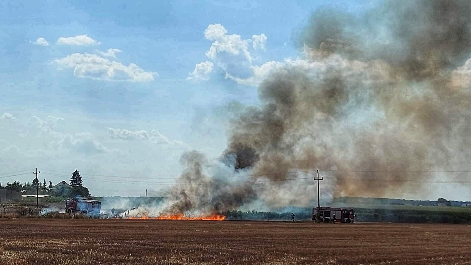 Pożar zboża w Jaskółkach