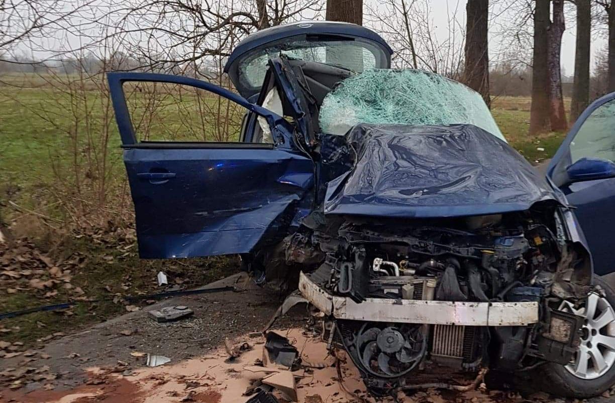 Kierowca zakleszczony po uderzeniu w drzewo (aktualizacja)