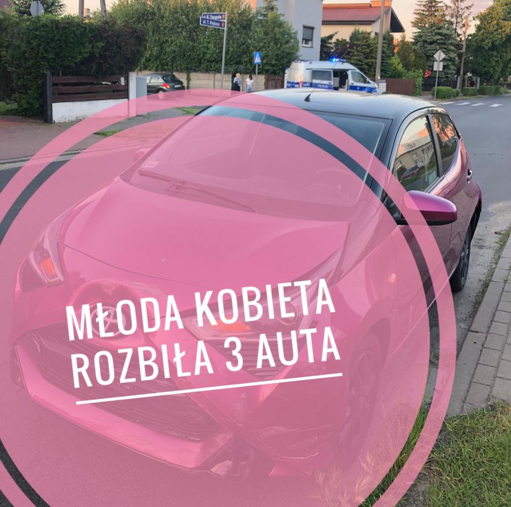 Młoda kobieta rozbiła 3 auta