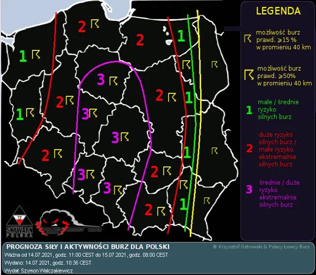 3. poziom zagrożenia ekstremalnie silną burzą