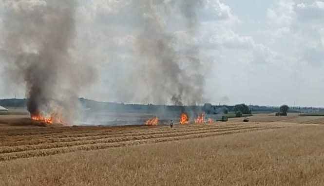 Kłęby dymu nad Biskupicami Ołobocznymi