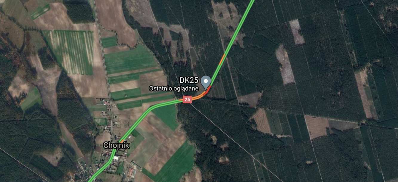 Wypadek motocyklisty i auta na DK25