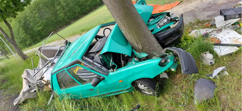 Wypadek na trasie Ostrów – Pleszew. Miał dużo szczęścia