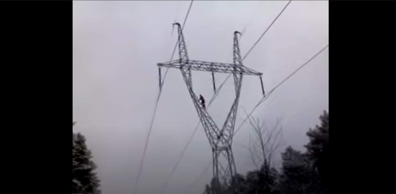 Zwariowała? Weszła na słup energetyczny (wideo)
