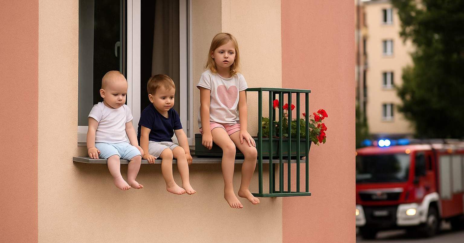 Dzieci były na parapecie? Interwencja służb w bloku