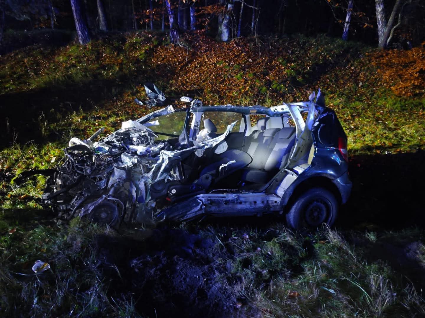 Nie żyje mężczyzna. Z wraku auta kilka zostało (ZDJĘCIA, z Regionu)