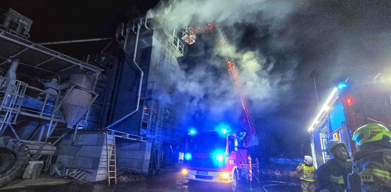 Pożar suszarni kukurydzy