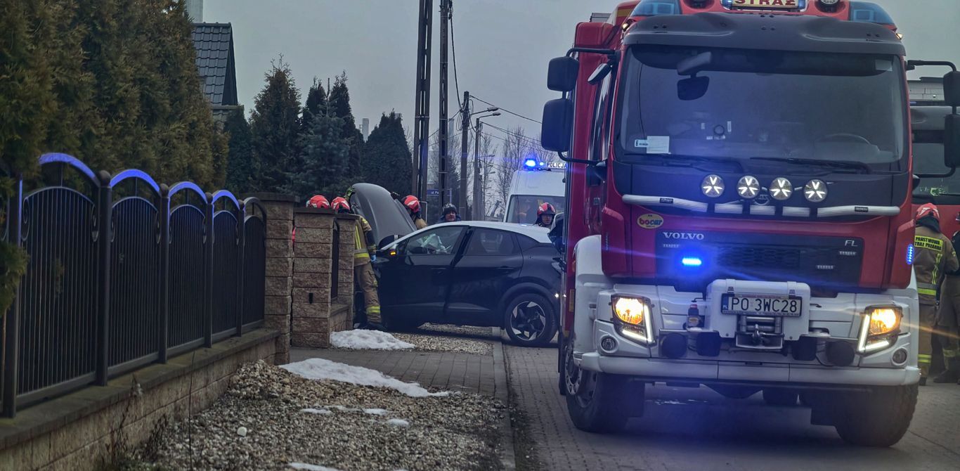 Wjechała w ogrodzenie posesji (ZDJĘCIA)