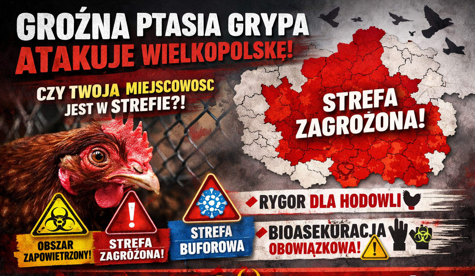 WIRUS ATAKUJE WIELKOPOLSKĘ! MAPA ZAKAŻEŃ ROŚNIE – SPRAWDŹ, CZY TWOJA MIEJSCOWOŚĆ JEST W STREFIE!