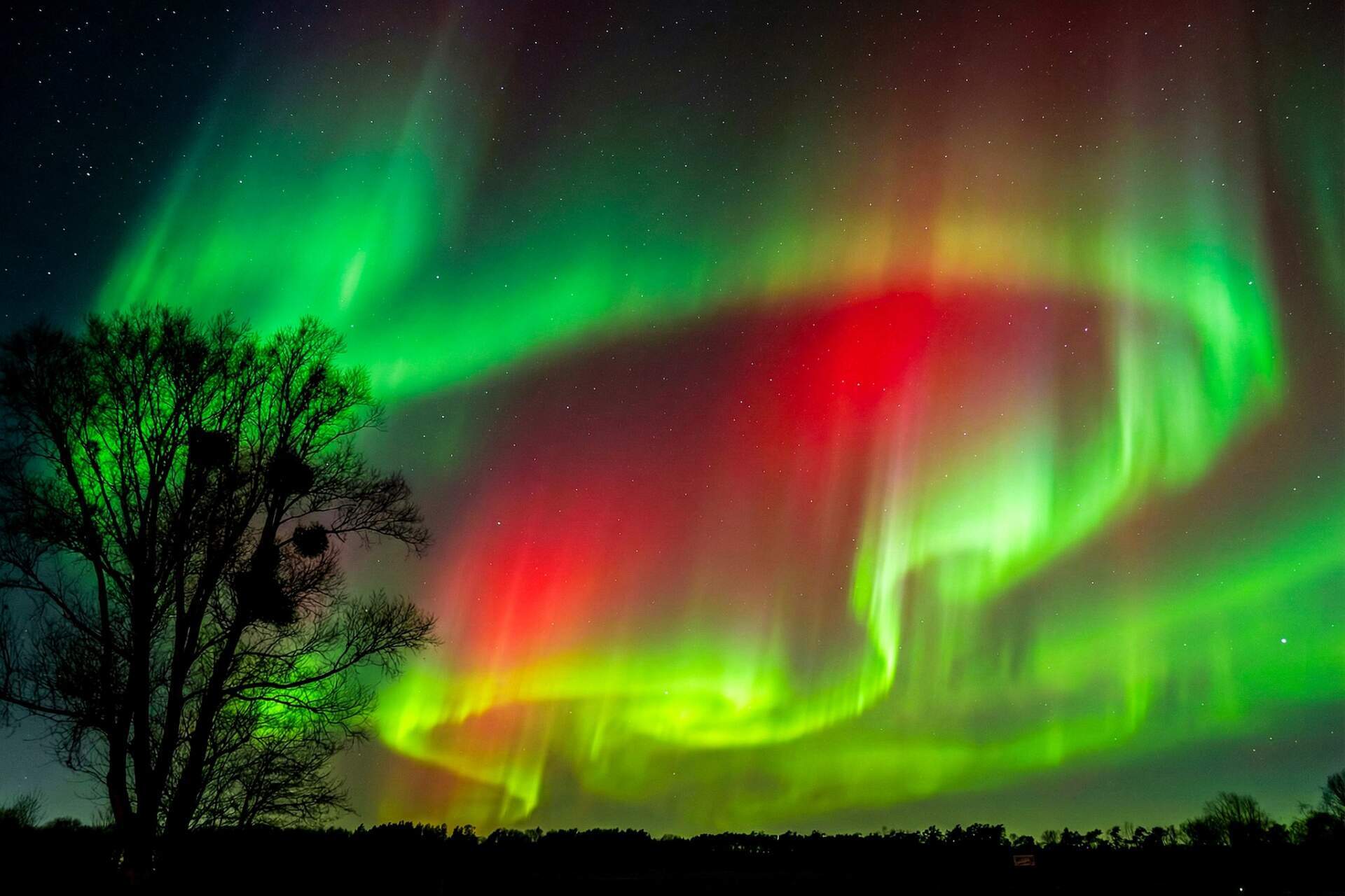 Fotograf spod Ostrowa mistrzowsko uchwycił zorzę