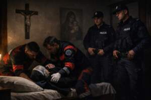 Patrol policji i załoga karetki u sióstr zakonnych! siostra-zakonna-inscenizacja