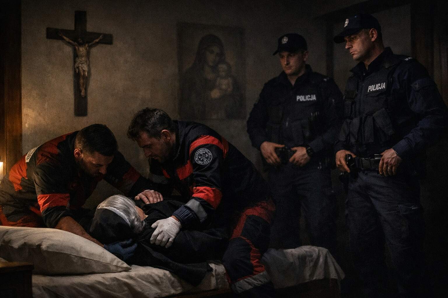 Patrol policji i załoga karetki u sióstr zakonnych!