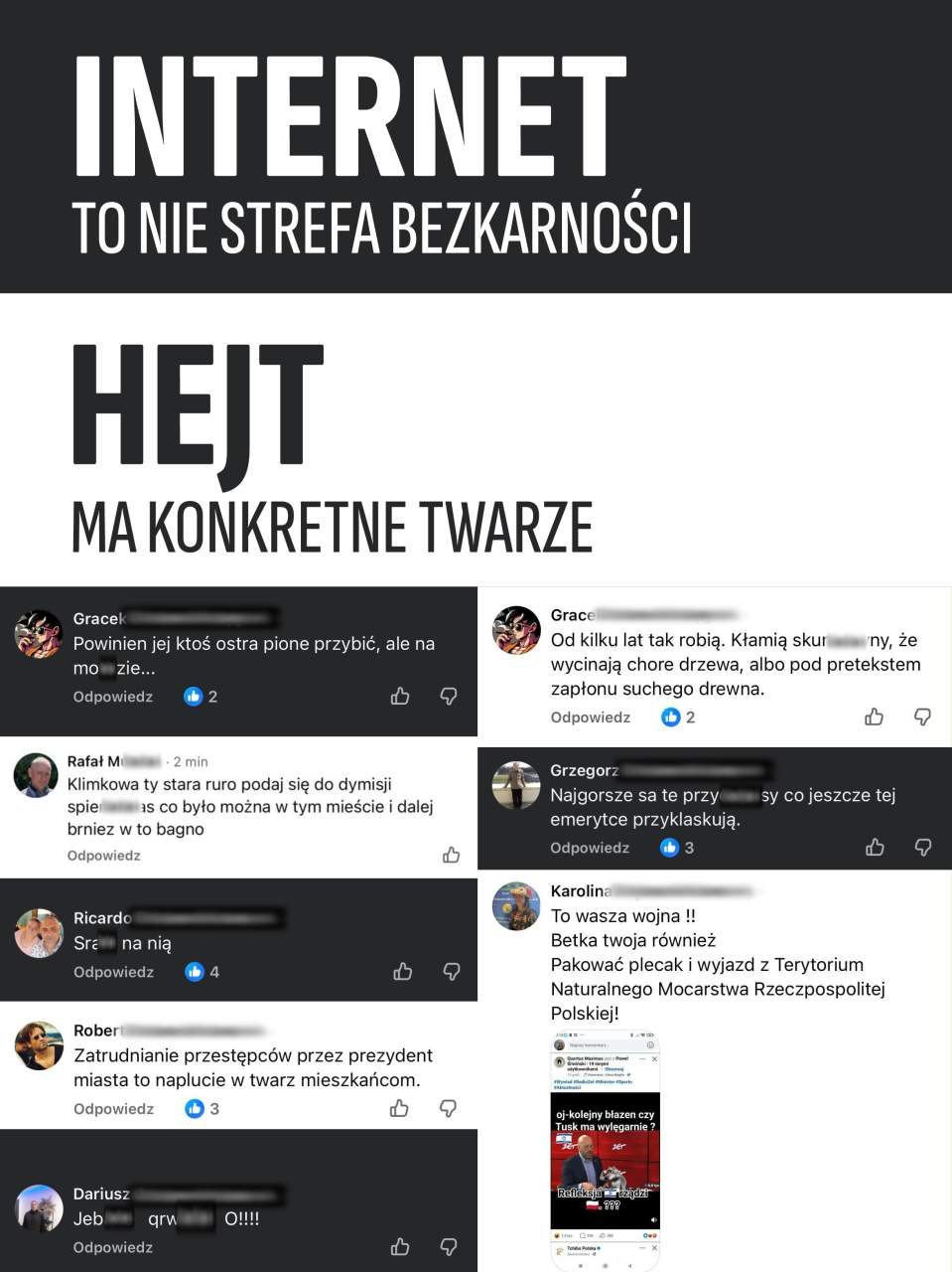 Beata Klimek publikuje twarze hejterów i mówi: „DOŚĆ NIENAWIŚCI!”