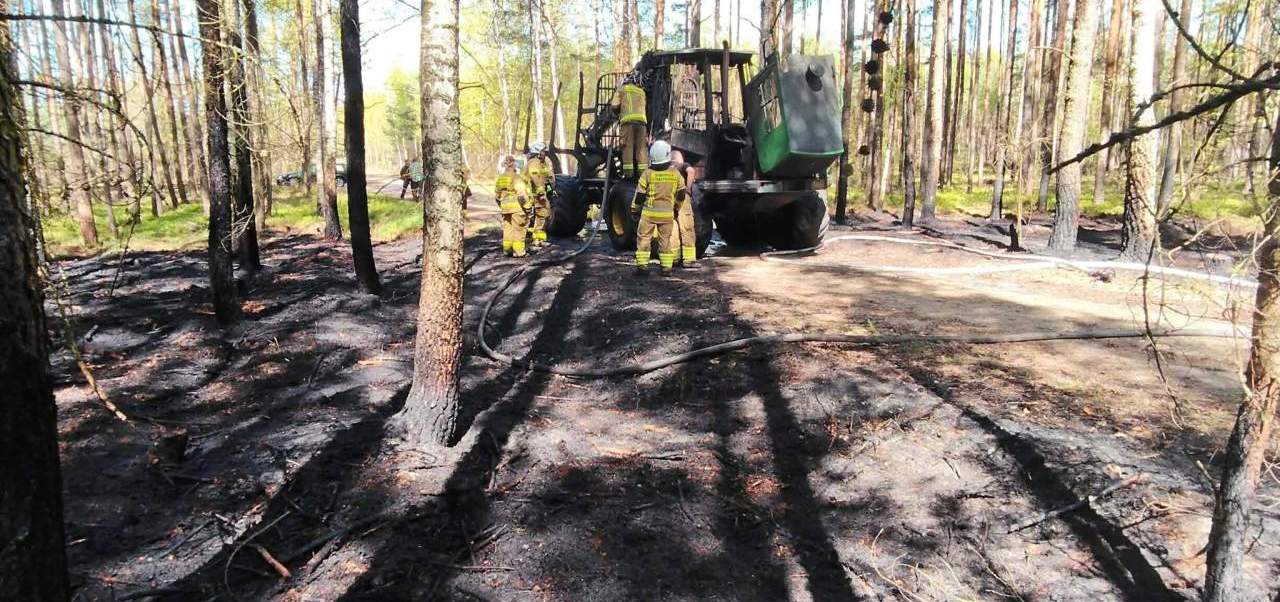 Pożar lasu i maszyny leśnej (ZDJĘCIA)