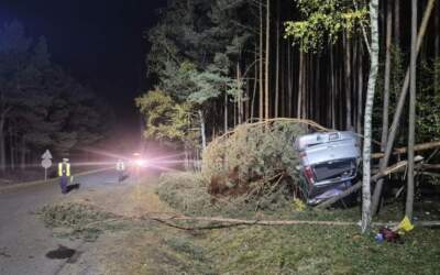 Groźne dachowanie. 2 osoby poszkodowane